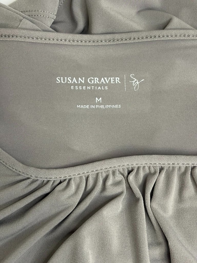 Susan Graver Essentials Liquid Knit Tunic Gray Medium M 3/4 Sleeve Stretch Top — image 6 of 8